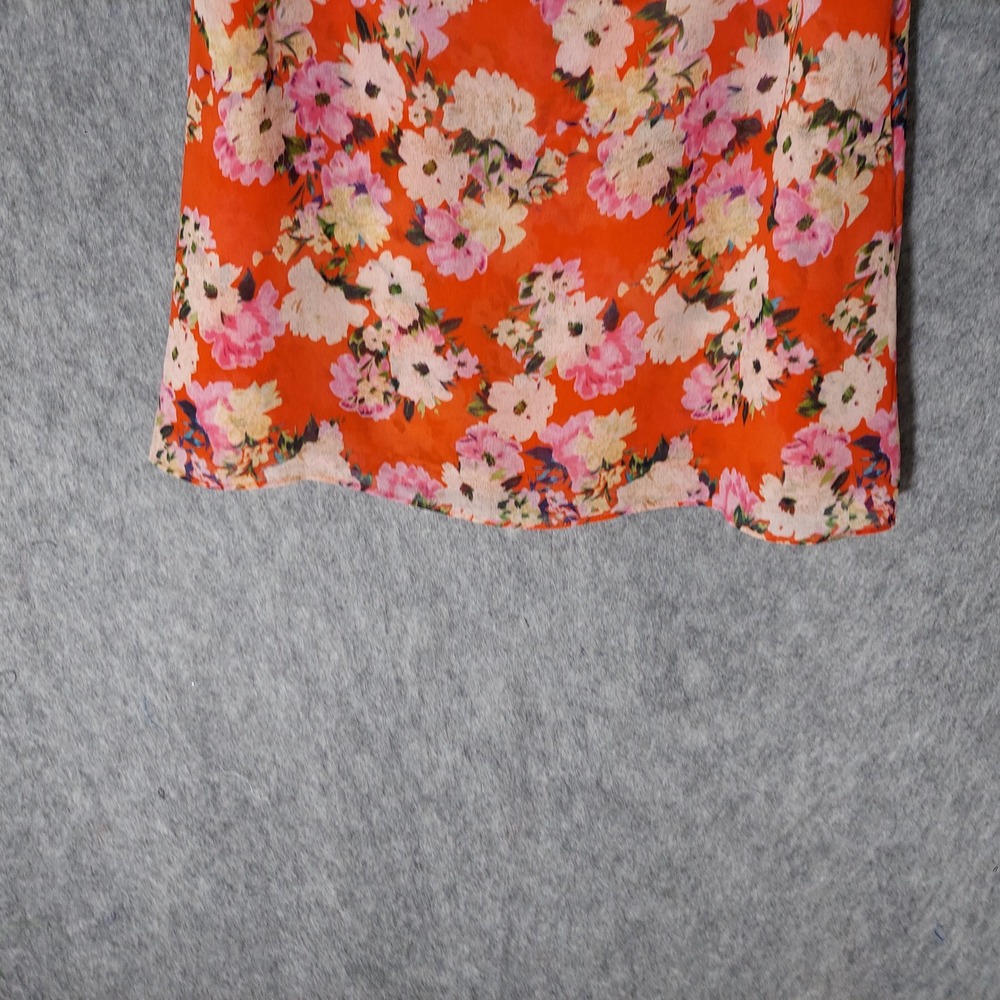 Cabi Women Top M Red Floral Boho Cold Shoulder Ruffle Flutter Sleeve Chiffon - Picture 9 of 12
